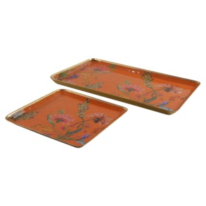 Plateau en métal émaillé thème or de luxe, 2 tailles, accessoires de cuisine, plateau de service, prix de gros, fabrication pour usage décoratif - Product Image 3