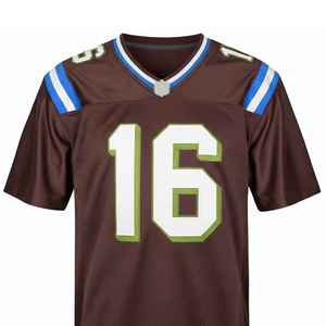 Maillot de football personnalisé unisexe marron numéro 16, col en V, manches courtes, respirant, anti-transpiration, antibactérien, en polyester pour équipe - Product Image 6