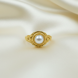 Anillo Espiral Boho Hecho a Mano en Plata de Ley 925 con Madreperla, Joyería Vintage con Filigrana, Chapado en Oro Rosa y Amarillo, Ideal para Regalo - Product Image 4