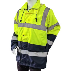 Veste de sécurité d'hiver personnalisée avec logo, col montant, fermeture éclair, imperméable, à capuche – Fabrication de vestes de sécurité - Product Image 6