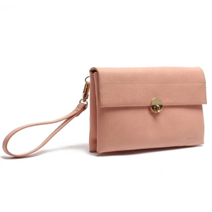 Elegante bolso de mano de cuero rosa con cierre de candado para uso nocturno en todas las estaciones - Product Image 2