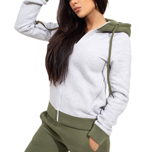 Chándal con Capucha para Mujer, Color Verde Oliva, 100% Algodón Transpirable, Cierre de Cremallera, Manga Larga, Estilo Casual para Otoño - Product Image 6
