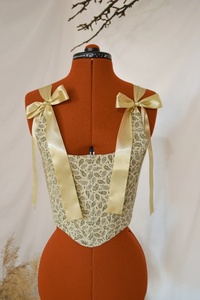 New Arrival Custom Made <b>Corset</b> Stays Sleeveless Tank <b>Top</b> Short 100% Cotton Floral <b>Pattern</b> Vintage Style Breathable Eco-Friendly - Product Image 2