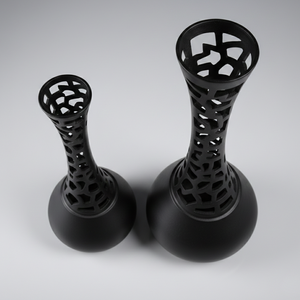Ensemble de 2 vases en métal noir mat ajouré de luxe, élégants, artistiques, faits à la main, pour décoration moderne de la maison, centre de table - Product Image 2