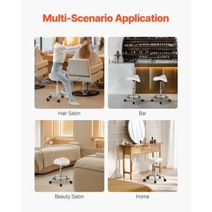 Sgabello Ergonomico Girevole con Capacità di Carico 450 LBS, in Pelle PU, con Ruote e Altezza Regolabile, per Salone - Product Image 6