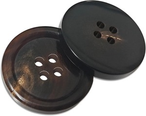 Boutons en corne de buffle naturels faits à la main, écologiques, finition polie naturelle, 4 trous, pour chemises, manteaux, pulls, couture, artisanat, couleur naturelle - Product Image 2