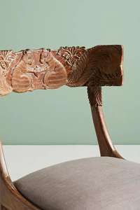 Silla de Salón Moderna Tallada a Mano con Motivo de Ardilla en Madera de Mango con Relleno de Espuma - Product Image 2