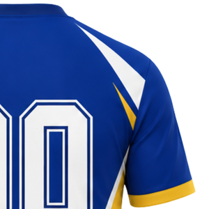 Royal Blue Yellow Sublimated Volleyball Jersey Short Sleeve Sports Shirt Team Athletic Wear Match Training Competition Apparel - Product Image 5