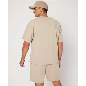 Ensemble tendance pour hommes, 2 pièces, chemise à manches courtes et short, logo personnalisé, design uni, tenue d'été, confortable, vente en gros OEM - Product Image 2