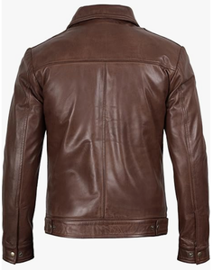 Veste de motard sur mesure pour homme en cuir d'agneau véritable noir, col montant, coupe ajustée, coupe-vent pour l'hiver - Product Image 3