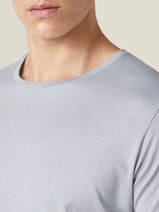 Mens <b>Light</b> Gray O <b>Neck</b> T Shirt Short Sleeve Regular Fit Cotton Jersey Knit Casual Solid Color Comfortable Daily Wear Tee - Product Image 3