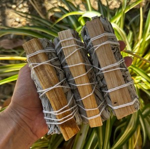 Palo Santo Sage <b>Smudge</b> <b>Stick</b> Handmade Eco-Friendly Natural Sage Wand for New Home & Spiritual Renewal by ALIF CRYSTAL AGATE - Product Image 1