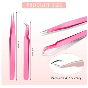 Custom Logo Durable Precision Smooth Tip Eyelash Tweezers Professional Lash <b>Extension</b> Isolation Stainless Steel Beauty Set - Product Image 6