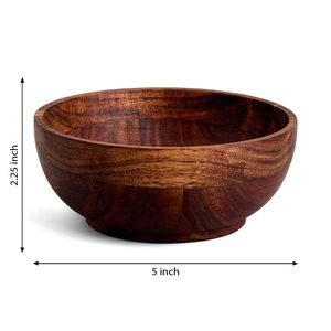 <b>Small</b> Round Wooden <b>Bowls</b> Set Enamel Coated Dishwasher Safe & Eco-Friendly American Style for Kitchen Salad Soup Noodle Serving - Product Image 2