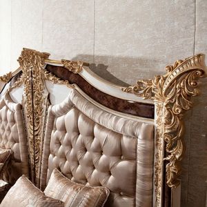 Juego de Dormitorio de Lujo Estilo Mandarín Oriental, Clásico, Tallado en Oro, Cama Tapizada con Mechones, Muebles de Estilo Europeo Real - Product Image 6