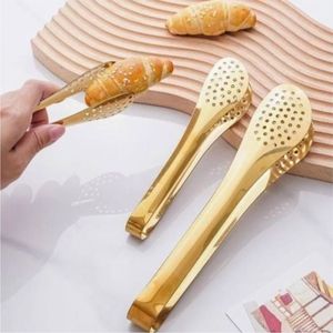 Gold Stainless Steel Food Tongs Metal Spaghetti Pasta Server Salad Tong Comb Shape Kitchen Serving Utensils for Buffet <b>BBQ</b> - Product Image 6