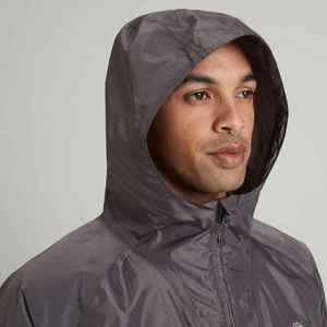 Veste à capuche pour homme gris foncé, style décontracté, couleur unie, en polyester, coupe-vent softshell avec logo frontal pour l'automne - Product Image 3