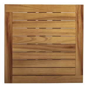 Table à manger ronde en teck avec pieds en métal, design moderne, meubles de maison stables pour une utilisation en intérieur et en extérieur, 4 places - Product Image 6