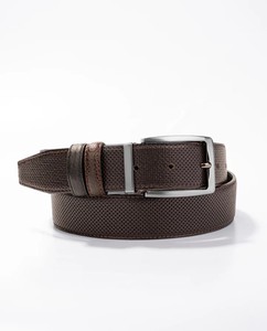 Ceinture en cuir réversible pour homme, texture micro-perforée, luxe, double boucle, formelle, pour cadre, ajustable, tendance - Product Image 1