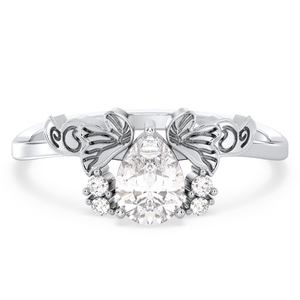 Anillos de compromiso REYES de lujo en plata de ley 925 con baño de oro blanco de 14K y moissanita, joyería fina de alta calidad para mujer. - Product Image 1