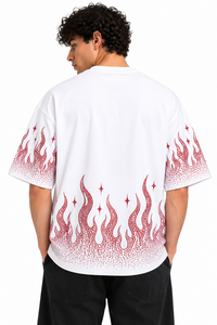 เสื้อยืดโอเวอร์ไซส์ประดับคริสตัลสำหรับผู้ชาย สไตล์สตรีทแวร์ ลายกราฟิกไฟ  เสื้อผู้ชายสไตล์ Y2K แฟชั่นฤดูร้อนแบบสั่งทำพิเศษ พิมพ์ลายด้วยเทคนิค DTG - Product Image 2