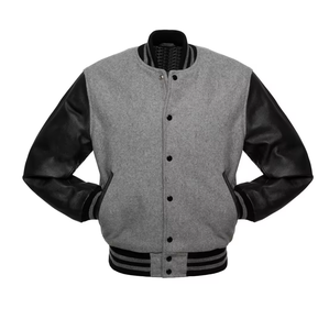 เสื้อแจ็คเก็ตฮิปฮอปสไตล์ญี่ปุ่นแบบ Letterman ตัวอักษรปักไหมพรม ทรงปกติ โอเวอร์ไซส์ หลวม สีดำล้วน ระบายอากาศได้ดี - Product Image 5