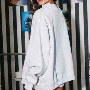 Sweat-shirt en molleton tricoté à col montant pour femme, imprimé sur mesure, décontracté, hiver/automne, coupe oversize, manches longues, écologique, OEM - Product Image 5