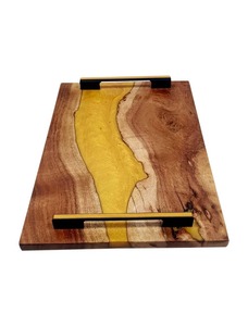 Bandeja de madera para servir, de calidad premium, acabado liso, ideal para servir desayuno, aperitivos, bebidas, decoración elegante para el hogar. - Product Image 4