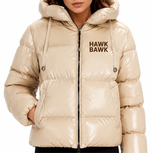 Custom <b>Women</b> Hooded Puffer Jacket Quilted Winter <b>Coat</b> Full Zip Outdoor <b>Coat</b> Solid Color Thick Warm Outerwear Regular Length - Product Image 1