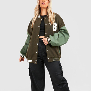 Chaqueta Universitaria de Béisbol para Mujer, Manga Larga, Calidad Premium, Bordada, de Lana y Poliéster, Acolchada, Resistente al Viento y Transpirable - Product Image 1