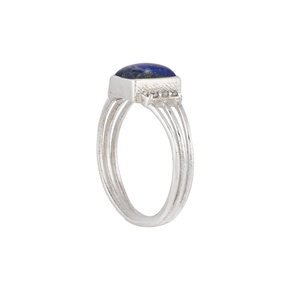925 Sterling Silver <b>Lapis</b> <b>Lazuli</b> CZ Bezel Setting Handmade Multi-Band Rectangular Gemstone Statement <b>Ring</b> Wholesale Jewelry - Product Image 4