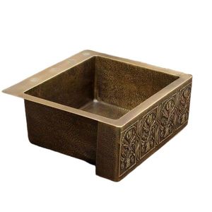 Évier de cuisine en laiton finition antique, fait main, lavabo de luxe, construction durable pour projets de rénovation de cuisine traditionnelle élégante - Product Image 3