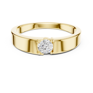 Bague solitaire pour homme en or jaune avec diamant de laboratoire taille brillant rond, design classique de bague de mariage - Product Image 1