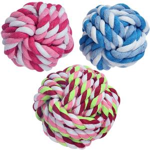 Heavy Quantity Sale 3 Knots Dog Rope <b>Toys</b> Cotton Rope Indestructible Dog Chewing <b>Toys</b> for Medium Large Dogs Customized - Product Image 1