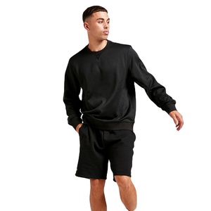 Nouveau sweat-shirt à col rond sur mesure pour homme, noir, manches régulières, tissu pur coton/polyester - Product Image 1
