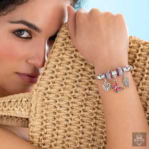PRAO Anti-deslustre esmaltado mariposa y corazón encanto pulsera joyería fina para mujer - Product Image 1