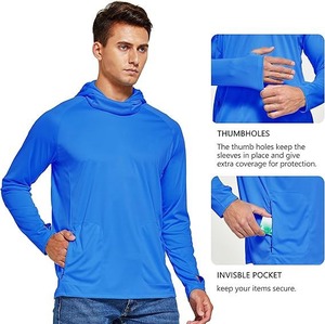 Camisetas de Pesca con Capucha para Pescadores Activos - Protección UPF 50+ Color Degradado Frontal Impermeable Transpirable Antibacteriano de Secado Rápido - Product Image 3