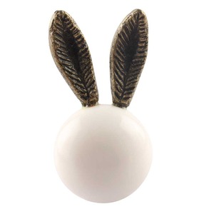 Bouton de tiroir en céramique moderne de qualité supérieure en forme de lapin, design moderne jaune or, écologique et durable pour meubles d'enfants - Product Image 6