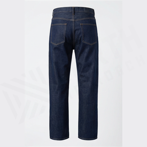 Jean en denim coupe droite délavé foncé pour homme, taille haute, coupe classique, en coton, style décontracté, pantalon d'automne - Product Image 4