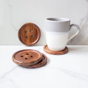 Sous-verres carrés en bois écologiques de luxe, résistants à la chaleur, modernes, pour protéger les tasses et mugs - Product Image 1