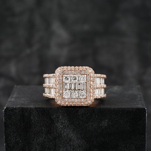 Hot Selling VVS Diamond 925 Sterling Rose Gold Plated Hip Hop Cut Ring Fine Jewelry Unisex Engagement Wedding Gifts-Diamond Test - Product Image 1