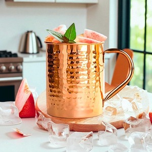 แก้วน้ำทองแดงตีลาย - Product Image 1