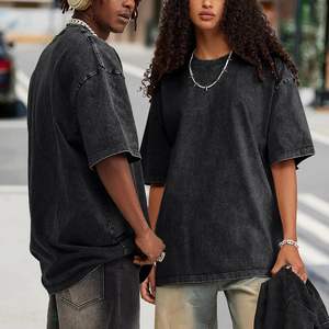 Camisetas de algodón con lavado ácido Vintage para hombre, ropa de calle informal Unisex con estilo, camisetas de gran tamaño para hombre, 300 gramos de peso de tela - Product Image 6