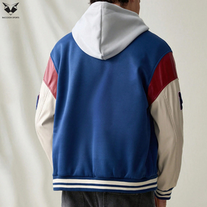 Athletics Letter A Patchwork Men Varsity <b>Jacket</b> Blue Bomber <b>Jacket</b> Maroon And <b>White</b> Leather Sleeve Custom Casual Baseball Coat - Product Image 3