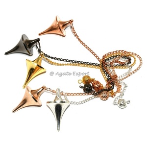 Péndulos de piedra curativa Reiki a precio de fábrica, Péndulo de latón de Metal dorado con forma de OVNI para suministros de adivinación y brujas - Product Image 1