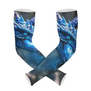 Mangas Protectoras Solares UPF50+ de Poliéster con Estampado de Dragón Azul para Hombre, Impresión por Sublimación con Detección de Agujas - Product Image 1