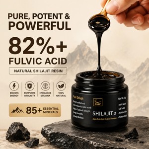 15g de résine de Shilajit himalayenne pure, riche en acide fulvique naturel et en minéraux, incluant une boîte extérieure à marque privée et une cuillère en métal. - Product Image 6