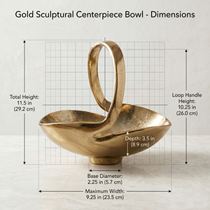 Bol de service en métal doré avec une poignée torsadée élégante au design unique, parfait pour ajouter une touche de luxe aux tables modernes - Product Image 4