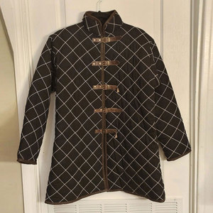 Quilted Medieval Gambeson Costume Coat <b>Jacket</b> With Leather Buckle Closures For Cosplay Larp Reenactment Brown Canvas Padded - Product Image 1