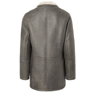 <b>Men</b> Genuine Leather <b>Shearling</b> Collar Breathable Polyester Wadding Filled Winter <b>Coat</b> Sheepskin Style High Street OEM Custom - Product Image 3
